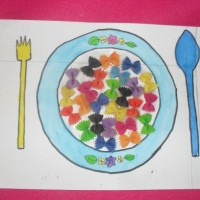 okul öncesınde kağit işler, duvar süsü ,davetiye kartları ,suluboya  çalişması (5636)