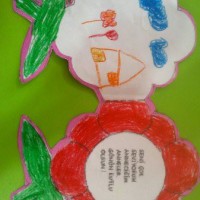 okul öncesınde kağit işler, duvar süsü ,davetiye kartları ,suluboya  çalişması (5637)