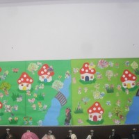 okul öncesınde kağit işler, duvar süsü ,davetiye kartları ,suluboya  çalişması (5658)