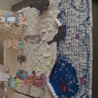 okul öncesınde kağit işler, duvar süsü ,davetiye kartları ,suluboya  çalişması (5682)