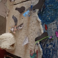 okul öncesınde kağit işler, duvar süsü ,davetiye kartları ,suluboya  çalişması (5684)