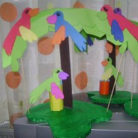 okul öncesınde kağit işler, duvar süsü ,davetiye kartları ,suluboya  çalişması (5688)