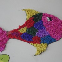 okul öncesınde kağit işler, duvar süsü ,davetiye kartları ,suluboya  çalişması (5690)