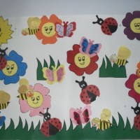 okul öncesınde kağit işler, duvar süsü ,davetiye kartları ,suluboya  çalişması (5703)