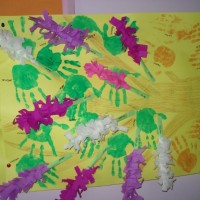 okul öncesınde kağit işler, duvar süsü ,davetiye kartları ,suluboya  çalişması (5709)