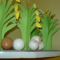 okul öncesınde kağit işler, duvar süsü ,davetiye kartları ,suluboya  çalişması (5720)