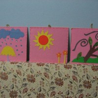 okul öncesınde kağit işler, duvar süsü ,davetiye kartları ,suluboya  çalişması (5736)