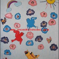 okul öncesınde kağit işler, duvar süsü ,davetiye kartları ,suluboya  çalişması (5754)