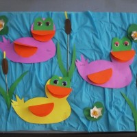 okul öncesınde kağit işler, duvar süsü ,davetiye kartları ,suluboya  çalişması (5756)