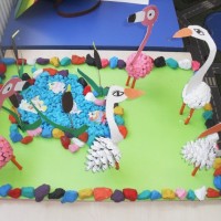 okul öncesınde kağit işler, duvar süsü ,davetiye kartları ,suluboya  çalişması (5759)