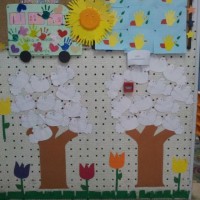 okul öncesınde kağit işler, duvar süsü ,davetiye kartları ,suluboya  çalişması (5760)