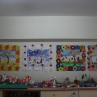 okul öncesınde kağit işler, duvar süsü ,davetiye kartları ,suluboya  çalişması (5762)