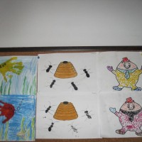 okul öncesınde kağit işler, duvar süsü ,davetiye kartları ,suluboya  çalişması (5795)