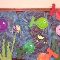 okul öncesınde kağit işler, duvar süsü ,davetiye kartları ,suluboya  çalişması (5809)