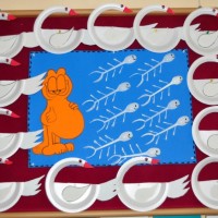 okul öncesınde kağit işler, duvar süsü ,davetiye kartları ,suluboya  çalişması (5838)