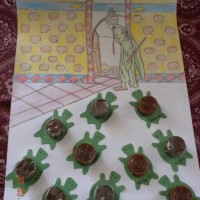 okul öncesınde kağit işler, duvar süsü ,davetiye kartları ,suluboya  çalişması (5839)