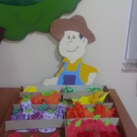 okul öncesınde kağit işler, duvar süsü ,davetiye kartları ,suluboya  çalişması (5849)