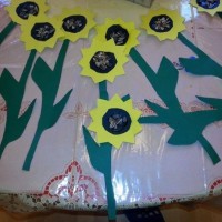 okul öncesınde kağit işler, duvar süsü ,davetiye kartları ,suluboya  çalişması (5869)