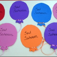 okul öncesınde kağit işler, duvar süsü ,davetiye kartları ,suluboya  çalişması (5876)