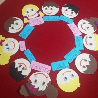 okul öncesınde kağit işler, duvar süsü ,davetiye kartları ,suluboya  çalişması (5895)