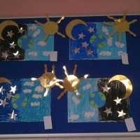 okul öncesınde kağit işler, duvar süsü ,davetiye kartları ,suluboya  çalişması (5929)