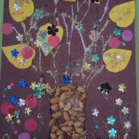 okul öncesınde kağit işler, duvar süsü ,davetiye kartları ,suluboya  çalişması (5978)