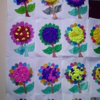 okul öncesınde kağit işler, duvar süsü ,davetiye kartları ,suluboya  çalişması (5980)