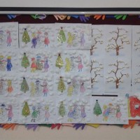 okul öncesınde kağit işler, duvar süsü ,davetiye kartları ,suluboya  çalişması (5999)