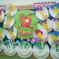 okul öncesınde kağit işler, duvar süsü ,davetiye kartları ,suluboya  çalişması (6029)