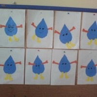 okul öncesınde kağit işler, duvar süsü ,davetiye kartları ,suluboya  çalişması (6034)