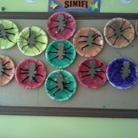 okul öncesınde kağit işler, duvar süsü ,davetiye kartları ,suluboya  çalişması (6042)