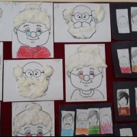 okul öncesınde kağit işler, duvar süsü ,davetiye kartları ,suluboya  çalişması (6053)