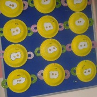 okul öncesınde kağit işler, duvar süsü ,davetiye kartları ,suluboya  çalişması (6079)