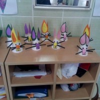 okul öncesınde kağit işler, duvar süsü ,davetiye kartları ,suluboya  çalişması (6086)