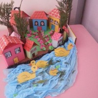 okul öncesınde kağit işler, duvar süsü ,davetiye kartları ,suluboya  çalişması (6094)