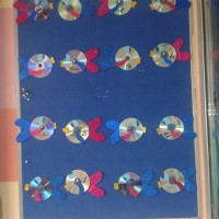 okul öncesınde kağit işler, duvar süsü ,davetiye kartları ,suluboya  çalişması (6111)