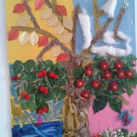 okul öncesınde kağit işler, duvar süsü ,davetiye kartları ,suluboya  çalişması (6112)