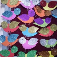 okul öncesınde kağit işler, duvar süsü ,davetiye kartları ,suluboya  çalişması (6122)