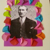 okul öncesınde kağit işler, duvar süsü ,davetiye kartları ,suluboya  çalişması (6139)