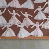 okul öncesınde kağit işler, duvar süsü ,davetiye kartları ,suluboya  çalişması (6149)