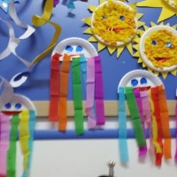 okul öncesınde kağit işler, duvar süsü ,davetiye kartları ,suluboya  çalişması (6171)