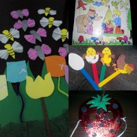 okul öncesınde kağit işler, duvar süsü ,davetiye kartları ,suluboya  çalişması (6202)