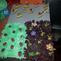 okul öncesınde kağit işler, duvar süsü ,davetiye kartları ,suluboya  çalişması (6228)