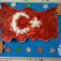 okul öncesınde kağit işler, duvar süsü ,davetiye kartları ,suluboya  çalişması (6247)