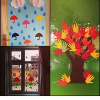 okul öncesınde kağit işler, duvar süsü ,davetiye kartları ,suluboya  çalişması (6259)