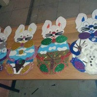 okul öncesınde kağit işler, duvar süsü ,davetiye kartları ,suluboya  çalişması (6265)