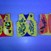 okul öncesınde kağit işler, duvar süsü ,davetiye kartları ,suluboya  çalişması (6276)