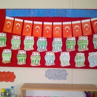 okul öncesınde kağit işler, duvar süsü ,davetiye kartları ,suluboya  çalişması (6279)