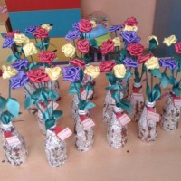 okul öncesınde kağit işler, duvar süsü ,davetiye kartları ,suluboya  çalişması (6287)