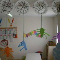 okul öncesınde kağit işler, duvar süsü ,davetiye kartları ,suluboya  çalişması (6325)